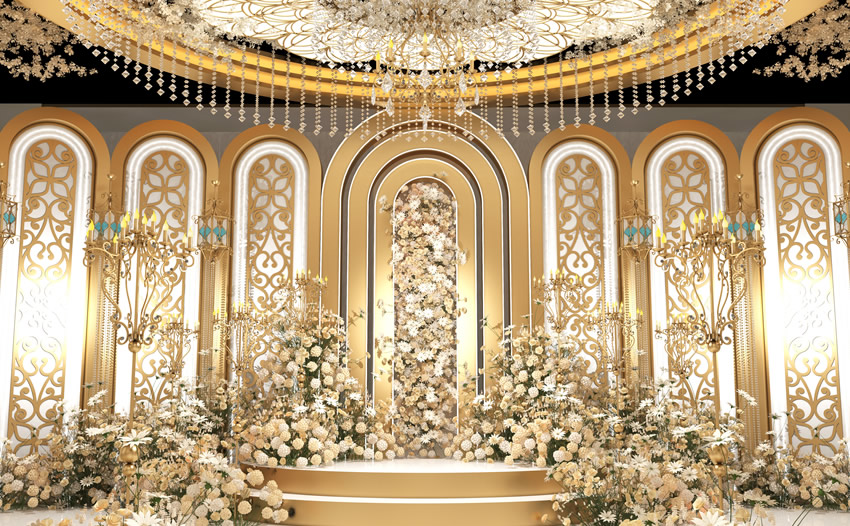 广元香槟色调婚礼堂效果展示